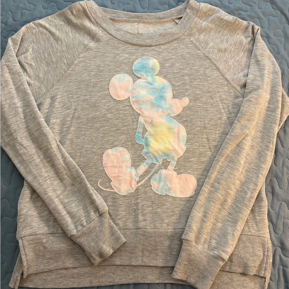 Disney Gray Sweatshirt with Pastel Mickey Design